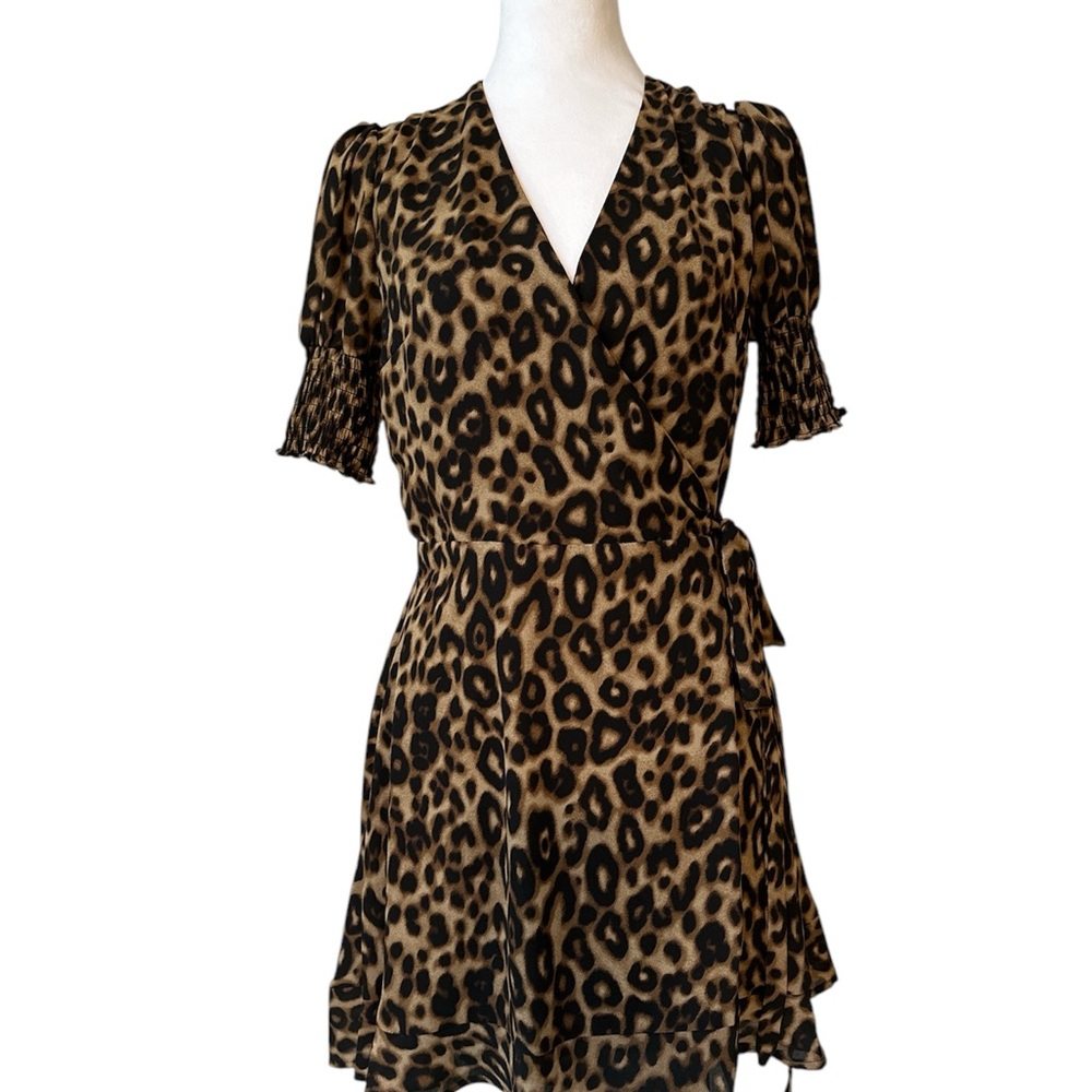 Blue Rain Leopard Print Wrap Dress